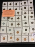 Collection of Pennies in Holders Including