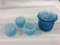 Lot of 4 Blue Glass Pieces Including