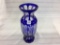 Bohemian Cobalt Cut to Clear Vase-12 1/2 Inches