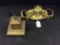 Lot of 2 Brass Antique Inkwells