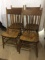 Lot of 4 Pressed Back Wood Chairs