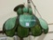 Hanging Green Slag Glass Metal Filegree