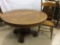 Antique Oak Pedestal Round Wood Table