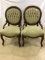 Lot of 2 Matching Walnut Green Upholstered Parlor