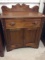 Antique Wood Commode w/ Pull Out Towel Bar