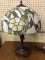 Sm. Contemp. Lamp w/ Floral Decorated Stained