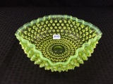 Fenton Yellow Opalescent Hobnail Square Bowl-