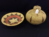 Lot of 2 Indian Baskets Including Woven Grain