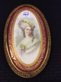 Ornate Victorian Lady Porcelain Plaque