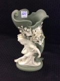 Victorian Figural Green & White Vase