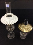 Lot of 2 Glass Kerosene Lamps w/ Petticoat