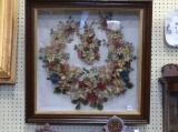 Lg. Framed Victorian Mourning Wreath Shadow Box