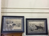 Lot of 2 Framed Hunting Dog Prints by