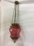 Hanging Light Fixture w/ Cranberry Shade