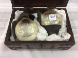 Box w/ 2 Vintage Glass Fire Balls