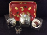 Group Including Vintage Tray, 3 Glass Candy Jars