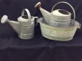 Lot of 3 Galvanized Pieces Including Sprinkling
