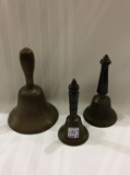 Group of 3 Brass School Bells