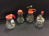 Group of 4 Various Red & Glass Kitchenware