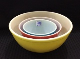 3 Pyrex Mixing Bowls-Yellow, Red & Blue