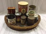 Vintage Wicker Basket w/ Various Old
