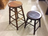 Lot of 2 Various Size Primitive Stools