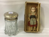 Lot of 2-Glass Dresser Jar w/ Silver & Very Old Sm