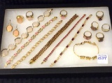 Collection of Ladies 925 Gold Costume Jewelry