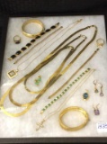 Collection of Ladies 925 Gold Costume Jewelry