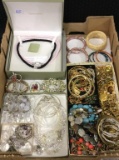 Lg. Box of Ladies Gold & Silver Costume Jewelry