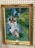 Signed Cupid Oil Painting 16 X 20