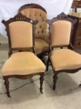 Lot of 3 Peach Upholstered Victorian Chairs