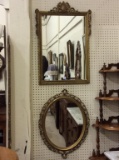 Lot of 2 Wall Hanging Framed Mirrors