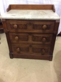 Sm. Three Drawer White Marble Top Commode