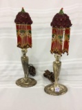 Lot of 2 Electrified Silver Base Lamps