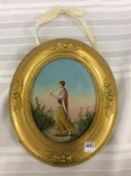 Sm. Framed Painting of Girl Playing