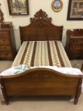 Antique Walnut Bed w/ Box Spring &  Mattress