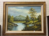 Lg. Framed Landscape Painting