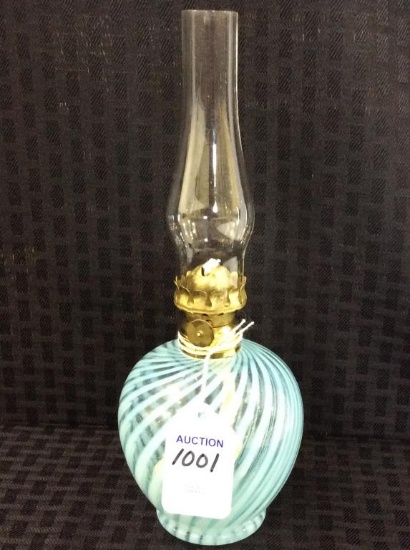 Blue Opalescent Swirl Miniature Lamp w/