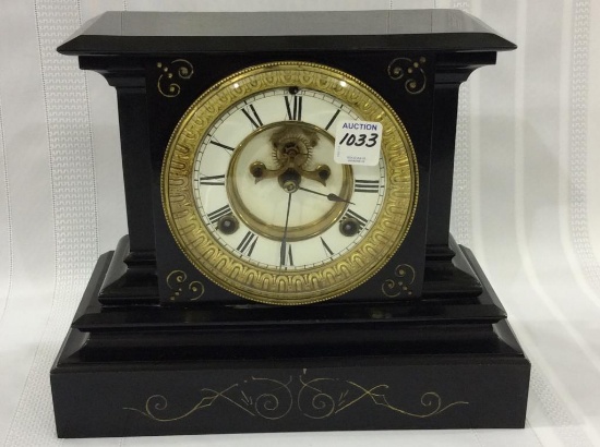 Antique Iron Waterbury Keywind Mantle Clock