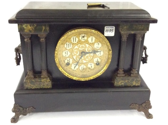 Antique Keywind Pillar Design Mantle Clock