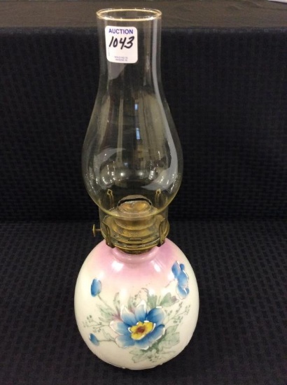 Floral Paint Kerosene Lamp w/ Glass