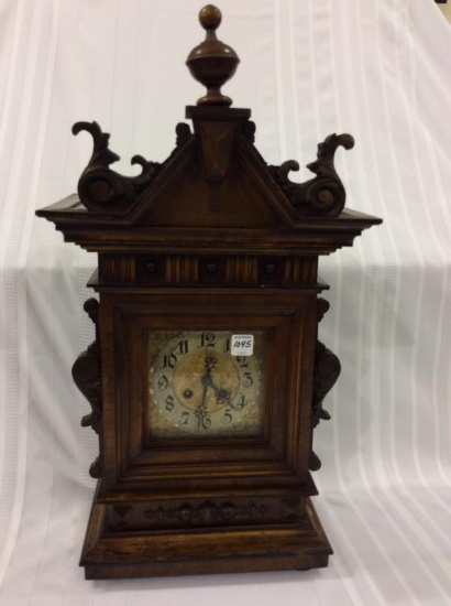 Antrique Wood Case Keywind Clock