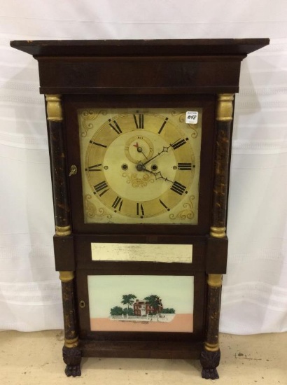Lg. Keywind Weighted Clock w/ Painted Table