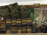 Box of Various Brass Cartridges, Ammo Belts