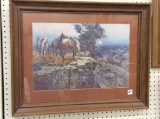 Framed Western Print of Horse Drawn Stagecoach