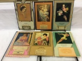 Collection of 6 Old Adv. Calendars w/ Lady Design-