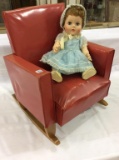 Child's Red Vinyl Rocking Chair w/