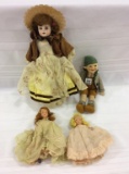 Group of 4 Vintage Dolls Including Bisque Doll,
