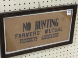 Framed No Hunting Sign-Farmers Mutual